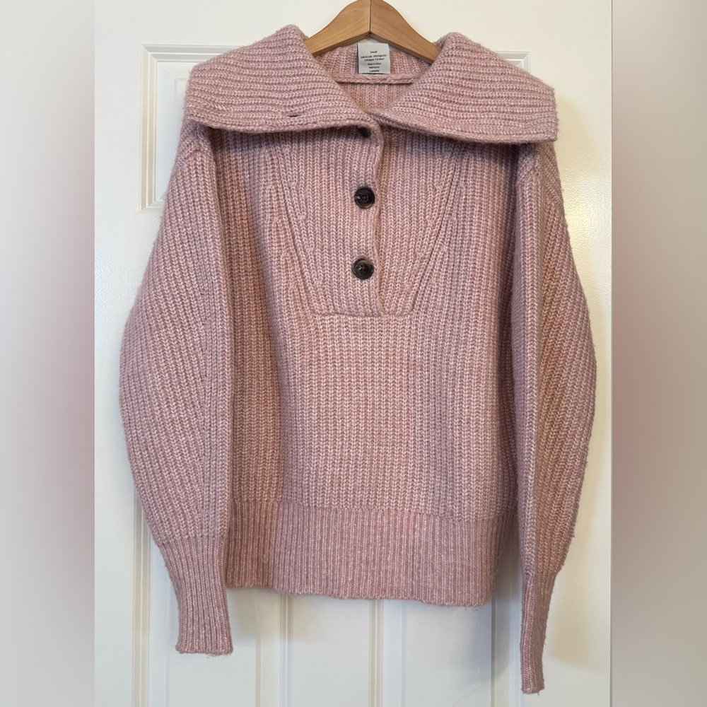 Varley Peverel Button Placket Knit Sweater Women’s Small Blush Pink Pullover